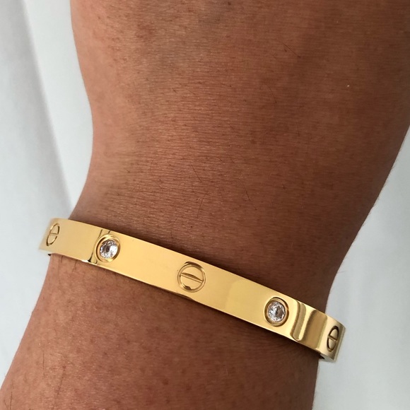 Gold Screw Classic Model Bracelet 4 Zirconia - Picture 4 of 9